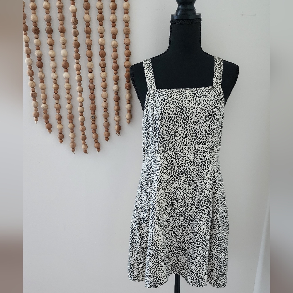 American Eagle Outfitters Linen Cotton Blend Animal Print Dress Womens Size M